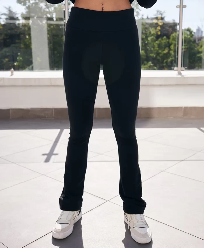 Siyah Düğme Detaylı Yoga Tayt - Görsel 4