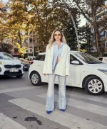 Buz Mavi Geniş Paça Kot Jean - Görsel 5