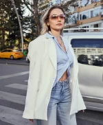 Beyaz Oversize Blazer Ceket - Görsel 6