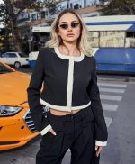 Siyah Beyaz Crop Ceket