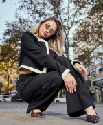 Siyah Plazo Kumaş Pantolon - Görsel 3