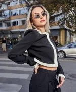 Siyah Beyaz Crop Ceket - Görsel 2