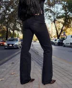 Siyah Geniş Paça Jean - Görsel 4