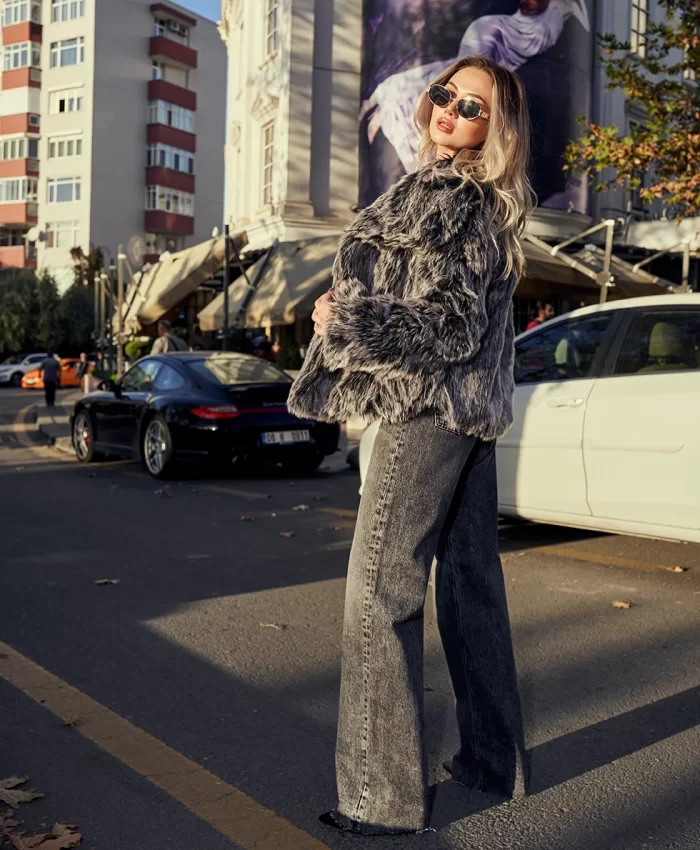 Geniş Paça Gri Jean - Görsel 2