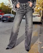 Geniş Paça Gri Jean - Görsel 5