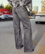 Geniş Paça Gri Jean - Görsel 3