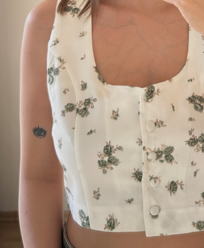 Çiçekli Yelek - Görsel 2