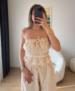 Çizgili Pudra Takım