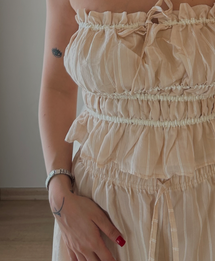 Çizgili Pudra Takım - Görsel 3