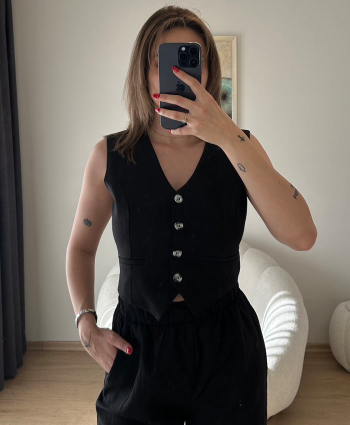 Siyah Keten Takım - Görsel 5