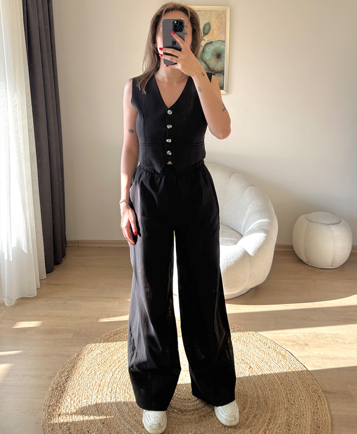 Siyah Keten Takım - Görsel 2