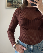 Açık Kahve Transparan Bluz - Görsel 2