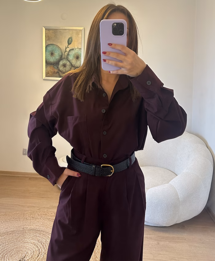 Bordo Gömlek Takım - Görsel 2