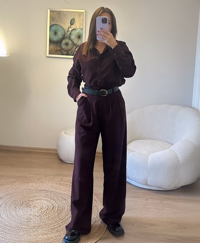 Bordo Gömlek Takım - Görsel 3