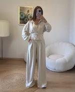 Taş Rengi Kemerli Takım