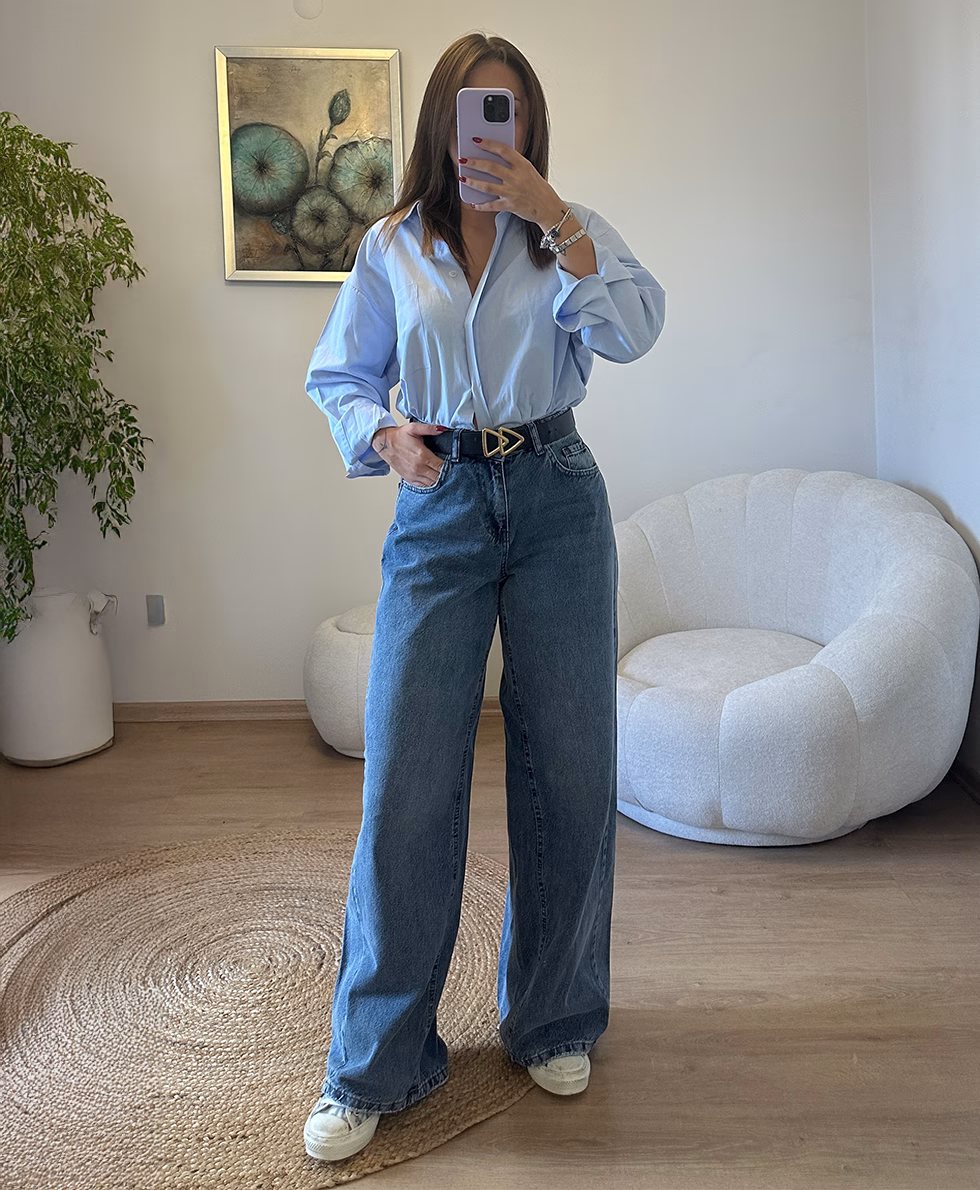 wide mavi jean1 _posegusto_2026 Wide Mavi Jean - Görsel 1